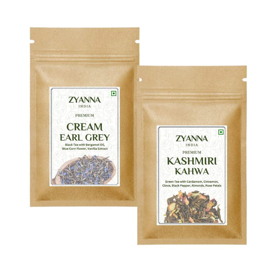 Cream Earl Grey  & Kashmiri Kahwa Tea